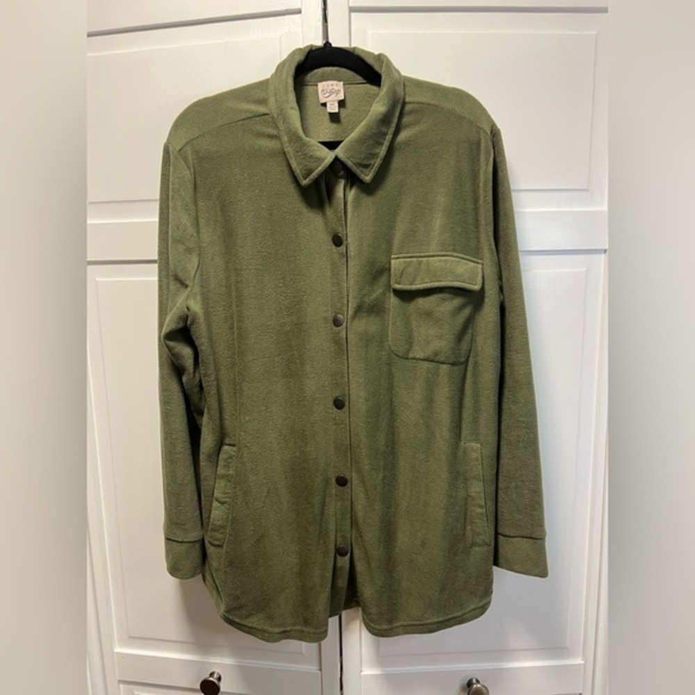 Como Vintage Fleece Shacket Size Women's XXL Color Green